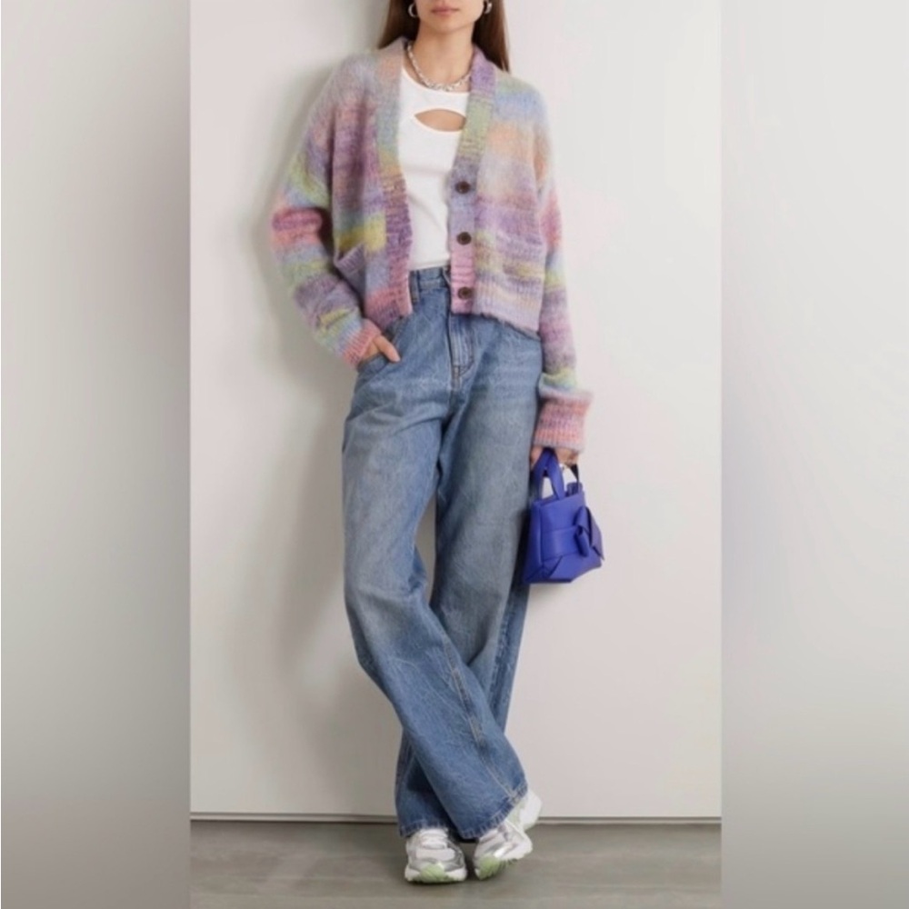 RE/DONE ’90s Cropped Oversized Rainbow Cardigan small mohair blend - Picture 8 of 8
